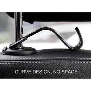 Amooca Car Seat Headrest Hook 4 Pack Hanger Storage Organizer Universal for Handbag Purse Coat fit Universal Vehicle Car Black S Type - Image 3