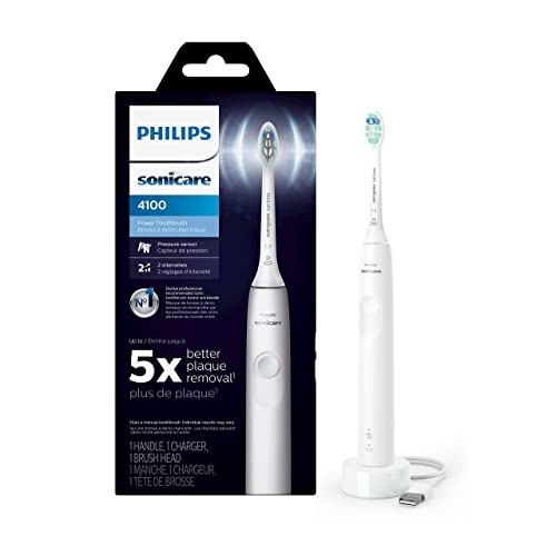 Philips Sonicare 4100 Power Toothbrush, Rechargeable Electric Toothbrush with Pressure Sensor, White HX3681/23 - Image 1