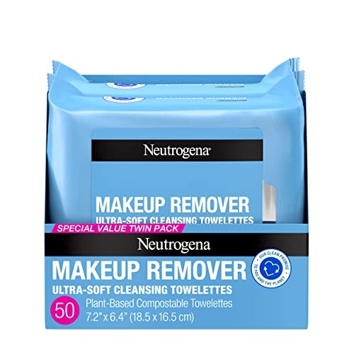 Neutrogena Makeup Remover Cleansing Face Wipes, Daily Cleansing Facial Towelettes to Remove Waterproof Makeup and Mascara, Alcohol-Free, Value Twin Pack, 25 Count, 2 Pack - Image 1