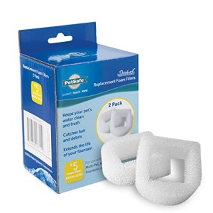 PetSafe Drinkwell Replacement Foam Filters Compatible with PetSafe Ceramic and Stainless Steel Pet Fountains, for Water Dispensers, 2 Pack - PAC00-13711, white