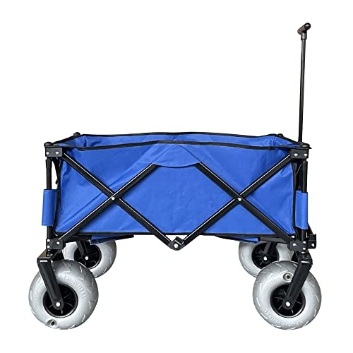 Juggernaut Carts Collapsible Folding Outdoor Beach Utility Wagon with Cover Bag, Blue - Image 1