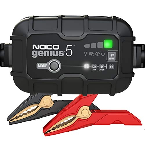 NOCO GENIUS5, 5A Fully-Automatic Smart Charger, 6V and 12V Portable Automotive Car Battery Charger, Battery Maintainer, Trickle Charger and Battery Desulfator with Temperature Compensation - Image 1