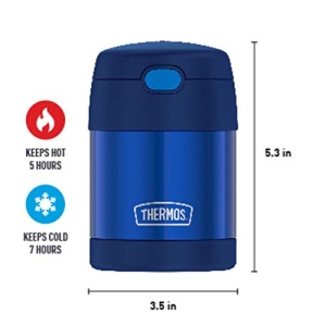 THERMOS FUNTAINER 10 Ounce Stainless Steel Vacuum Insulated Kids Food Jar with Folding Spoon, Navy - Image 2