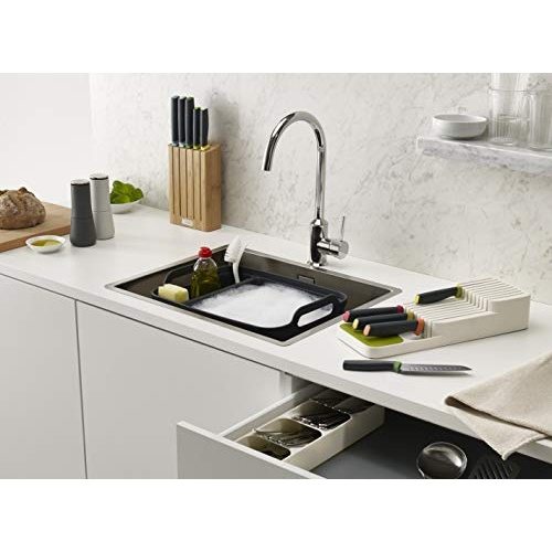 Joseph Joseph 85120 DrawerStore Kitchen Drawer Organizer Tray for Knives Knife Block, Gray - Image 4