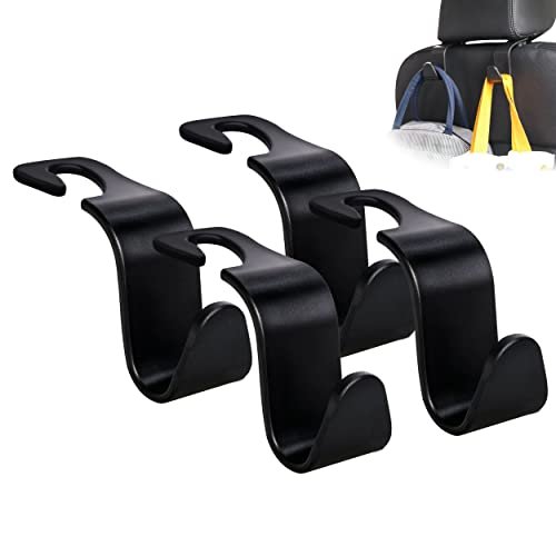 41HUV1nO0PL.jpg Amooca Car Seat Headrest Hook 4 Pack Hanger Storage Organizer Universal for Handbag Purse Coat fit Universal Vehicle Car Black S Type - Image 1