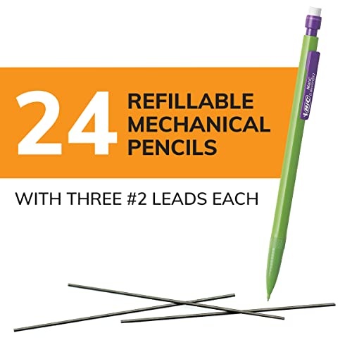 BIC Xtra-Strong Thick Lead Mechanical Pencil, With Colorful Barrel Thick Point (0.9mm), 24-Count Pack, Mechanical Pencils With Erasers (Packaging May Vary) - Image 7