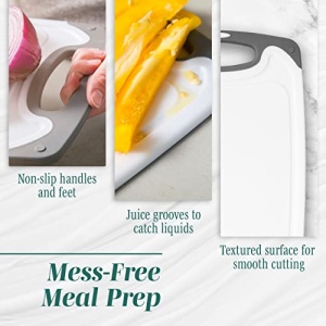 HOMWE Kitchen Cutting Board (3-Piece Set) - Juice Grooves with Easy-Grip Handles, Non-Porous, Dishwasher Safe - Multiple Sizes (Gray) - Image 8