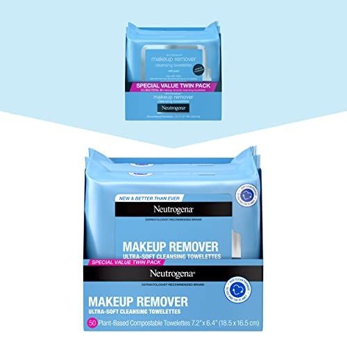 Neutrogena Makeup Remover Cleansing Face Wipes, Daily Cleansing Facial Towelettes to Remove Waterproof Makeup and Mascara, Alcohol-Free, Value Twin Pack, 25 Count, 2 Pack - Image 2