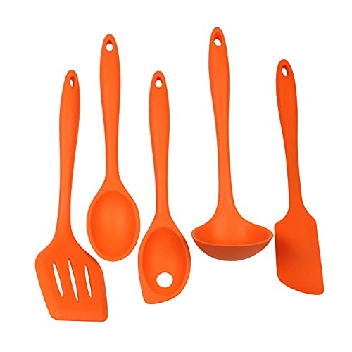 Chef Craft Premium Silicone Kitchen Tool and Utensil Set, 5 Piece, Orange - Image 1