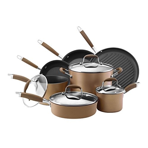 Anolon Advanced Nonstick Cookware Pots and Pans Set, 11 Piece, Bronze - Image 1