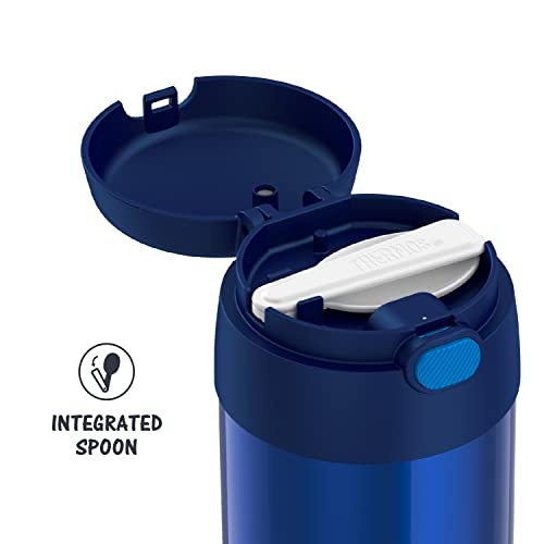 THERMOS FUNTAINER 10 Ounce Stainless Steel Vacuum Insulated Kids Food Jar with Folding Spoon, Navy - Image 7