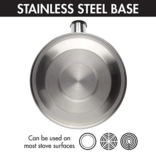 Primula Stewart Whistling Stovetop Tea Kettle Food Grade Stainless Steel, Hot Water Fast to Boil, Cool Touch Folding, 1.5 Qt, Brushed with Black Handle - Image 4