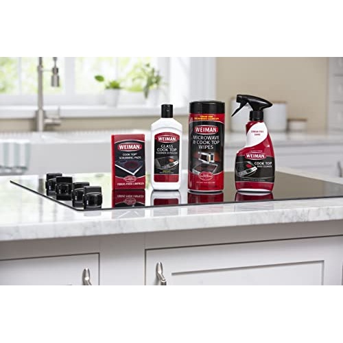 Weiman Cooktop and Stove Top Cleaner Kit - Glass Cook Top Cleaner and Polish 10 oz. Scrubbing Pad, Cleaning Tool, Razor, Scraper - Image 3