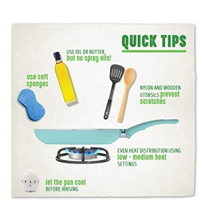 GreenLife Soft Grip Healthy Ceramic Nonstick 7" and 10" Frying Pan Skillet Set, PFAS-Free, Dishwasher Safe, Turquoise - Image 6