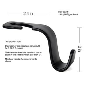 Amooca Car Seat Headrest Hook 4 Pack Hanger Storage Organizer Universal for Handbag Purse Coat fit Universal Vehicle Car Black S Type - Image 4
