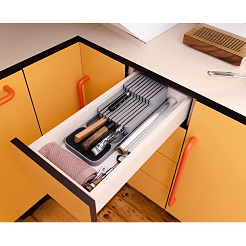 Joseph Joseph 85120 DrawerStore Kitchen Drawer Organizer Tray for Knives Knife Block, Gray - Image 5