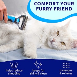 Pat Your Pet Deshedding Brush - Double-Sided Undercoat Rake for Dogs & Cats - Shedding Comb and Dematting Tool for Grooming - Image 3