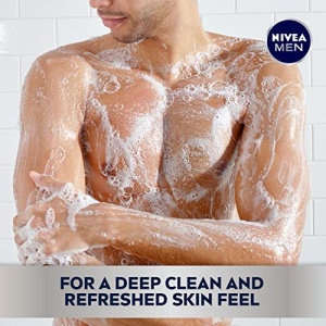 NIVEA MEN DEEP Active Clean Charcoal Body Wash, Cleansing Body Wash with Natural Charcoal, 3 Pack of 16.9 Fl Oz Bottles - Image 6