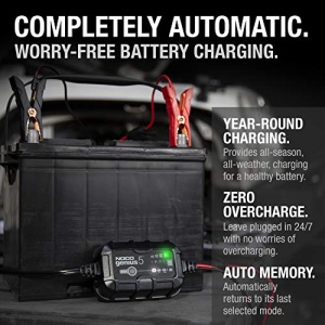 NOCO GENIUS5, 5A Fully-Automatic Smart Charger, 6V and 12V Portable Automotive Car Battery Charger, Battery Maintainer, Trickle Charger and Battery Desulfator with Temperature Compensation - Image 2