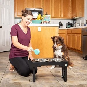 Pet Zone Designer Diner Adjustable Elevated Dog Bowls - Adjusts to 3 Heights, 2.75?, 8", & 12'' (Raised Dog Dish with Double Stainless Steel Bowls) Black - Image 4