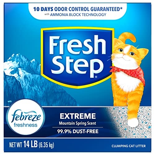 Fresh Step Extreme Scented Litter with the Power of Febreze, Clumping Cat Litter Mountain Spring, 14 Pounds (Package May Vary) - Image 8