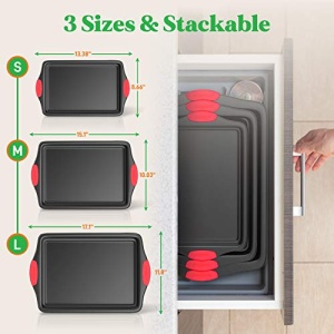 Nutrichef w/Heat Red Silicone Handles, Oven Safe, 3 Piece Set - Image 8