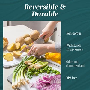 HOMWE Kitchen Cutting Board (3-Piece Set) - Juice Grooves with Easy-Grip Handles, Non-Porous, Dishwasher Safe - Multiple Sizes (Gray) - Image 7