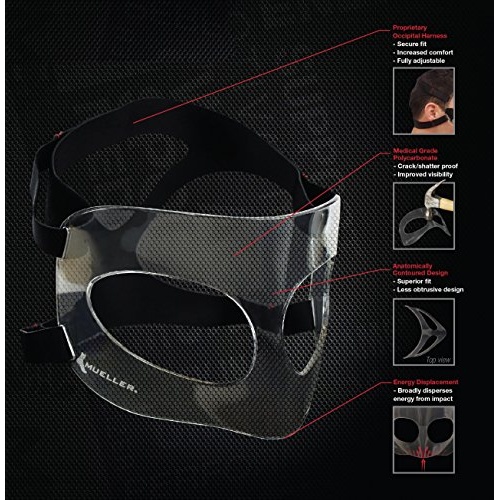 Mueller Sports Medicine Face Guard, Nose Guard for Sports, For Men and Women, Clear, One Size - Image 5