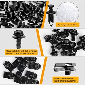 GOOACC GRC-70 35PCS Engine Under Cover Splash Shield Guard Body Bolts Bumper Fender Liner Push Retainer Fastener Rivet Clips , black - Image 7
