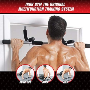 Iron Gym Pull Up Bars - Total Upper Body Workout Bar for Doorway, Adjustable Width Locking, No Screws Portable Door Frame Horizontal Chin-up Bar, Fitness Exercise & Training Equipment for Home - Image 2