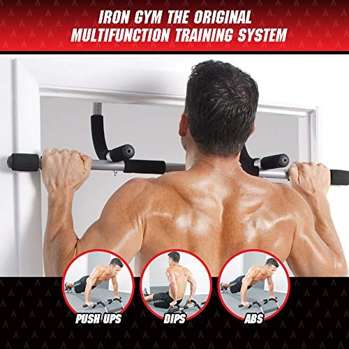 Iron Gym Pull Up Bars - Total Upper Body Workout Bar for Doorway, Adjustable Width Locking, No Screws Portable Door Frame Horizontal Chin-up Bar, Fitness Exercise & Training Equipment for Home - Image 2