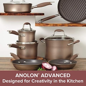 Anolon Advanced Nonstick Cookware Pots and Pans Set, 11 Piece, Bronze - Image 7