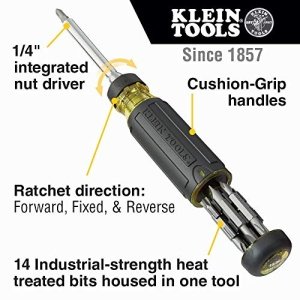 Klein Tools 32305 Multi-bit Ratcheting Screwdriver, 15-in-1 Tool with Phillips, Slotted, Square, Torx and Combo Bits and 1/4-Inch Nut Driver - Image 11