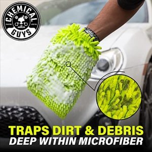 Chemical Guys MIC493 Chenille Premium Scratch-Free Microfiber Wash Mitt, Lime Green, 9.6" x 2.3" x 7" - Image 10