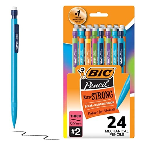 BIC Xtra-Strong Thick Lead Mechanical Pencil, With Colorful Barrel Thick Point (0.9mm), 24-Count Pack, Mechanical Pencils With Erasers (Packaging May Vary) - Image 1