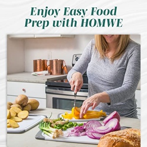 HOMWE Kitchen Cutting Board (3-Piece Set) - Juice Grooves with Easy-Grip Handles, Non-Porous, Dishwasher Safe - Multiple Sizes (Gray) - Image 2
