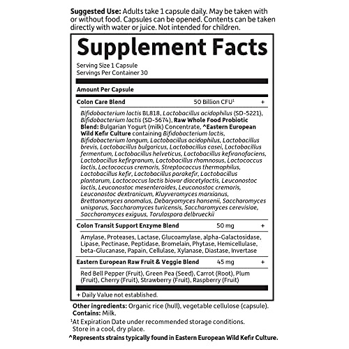 Garden of Life Probiotics for Women and Men - Raw Probiotics Colon Care 50 Billion CFU and Enzymes, Shelf Stable Once Daily Acidophilus Probiotic for Regularity and Immune Health Support, 30 Capsules - Image 5