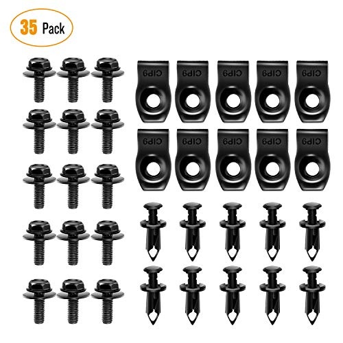 GOOACC GRC-70 35PCS Engine Under Cover Splash Shield Guard Body Bolts Bumper Fender Liner Push Retainer Fastener Rivet Clips , black - Image 1