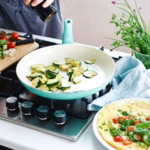 GreenLife Soft Grip Healthy Ceramic Nonstick 7" and 10" Frying Pan Skillet Set, PFAS-Free, Dishwasher Safe, Turquoise - Image 12