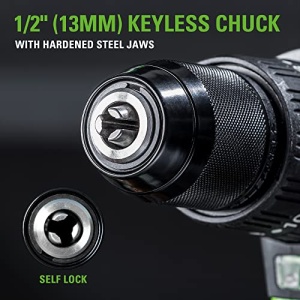 Greenworks 24V Brushless Cordless Hammer Drill Kit, 530 in./lbs Torque, 20+1 Position Clutch, 1/2 '' Keyless Chuck, Variable Speed, (1) 4Ah USB (Power Bank) Batteries and Charger, LED Light - Image 5