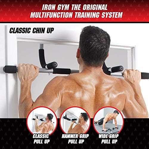 Iron Gym Pull Up Bars - Total Upper Body Workout Bar for Doorway, Adjustable Width Locking, No Screws Portable Door Frame Horizontal Chin-up Bar, Fitness Exercise & Training Equipment for Home - Image 4