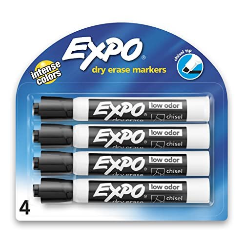 51ytG7JVRgL.jpg EXPO 80661 Low-Odor Dry Erase Markers, Chisel Tip, Black, 4-Count - Image 1