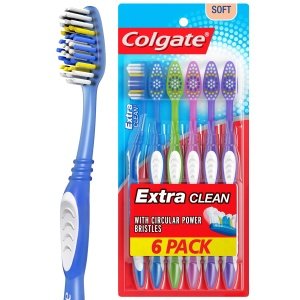 Colgate Extra Clean Toothbrush, Full Head, Soft? 6 Count (Pack of 1)