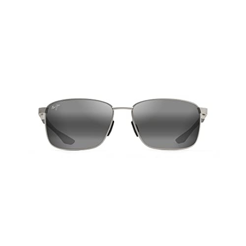 Maui Jim Men's and Women's Kaala Polarized Rectangular Sunglasses, Silver/Neutral Grey, Medium - Image 1