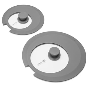 LORESO Silicone Glass Lid for Pots & Pans, Grey Pack of Two - Universal Lid for Pots Pans & Skillet 6 to 11 Inches with Removable Side Handle, Tempered Glass Lid with Side Handle Cut, Food Safe Silicone, Cool Touch Handle and Dishwasher Safe - Image 4
