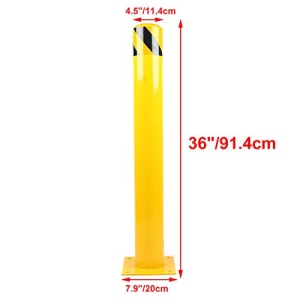 36” x 4.5 ” Safety Bollard Post Reflective Yellow Pipe Bollards Steel Parking Barrier Nocturnal Lifting Ground Barrier With 4 Free Anchor Bolts, Heavy Duty Powder Coated Safety Parking Barrier Post 11Ga(3MM) Base-8x8'' - Image 7