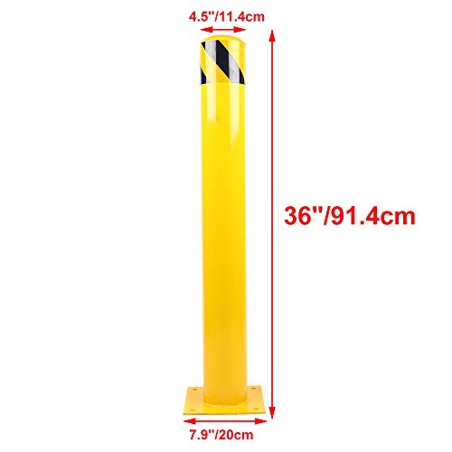 36” x 4.5 ” Safety Bollard Post Reflective Yellow Pipe Bollards Steel Parking Barrier Nocturnal Lifting Ground Barrier With 4 Free Anchor Bolts, Heavy Duty Powder Coated Safety Parking Barrier Post 11Ga(3MM) Base-8x8'' - Image 7
