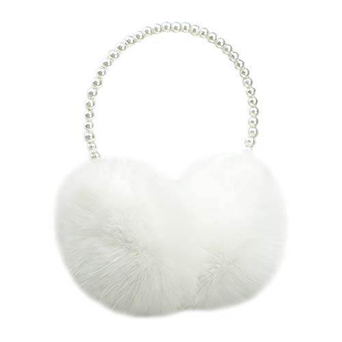 Novia's Choice Winter Faux Fur Earmuffs Warm Outdoor Ear Warmers for Women Girls(White) - Image 1