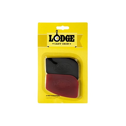 Lodge Pan Scrapers. Handheld Polycarbonate Cast Iron Pan Cleaners. (2-Pack. Red/Black) - Image 2