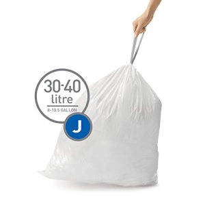 simplehuman Code J Custom Fit Drawstring Trash Bags in Dispenser Packs, 60 Count, 30-45 Liter / 8-12 Gallon, White - Image 4